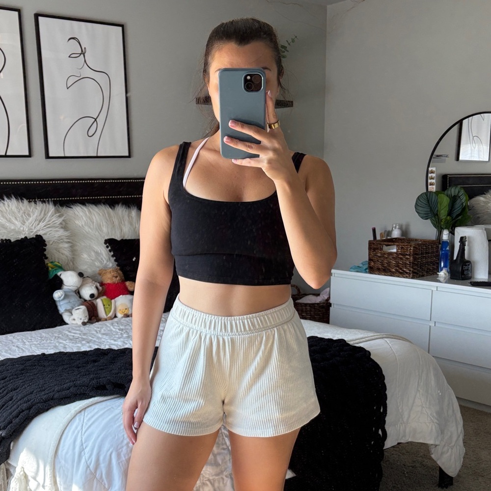 Altar’d State Cream Ribbed Shorts